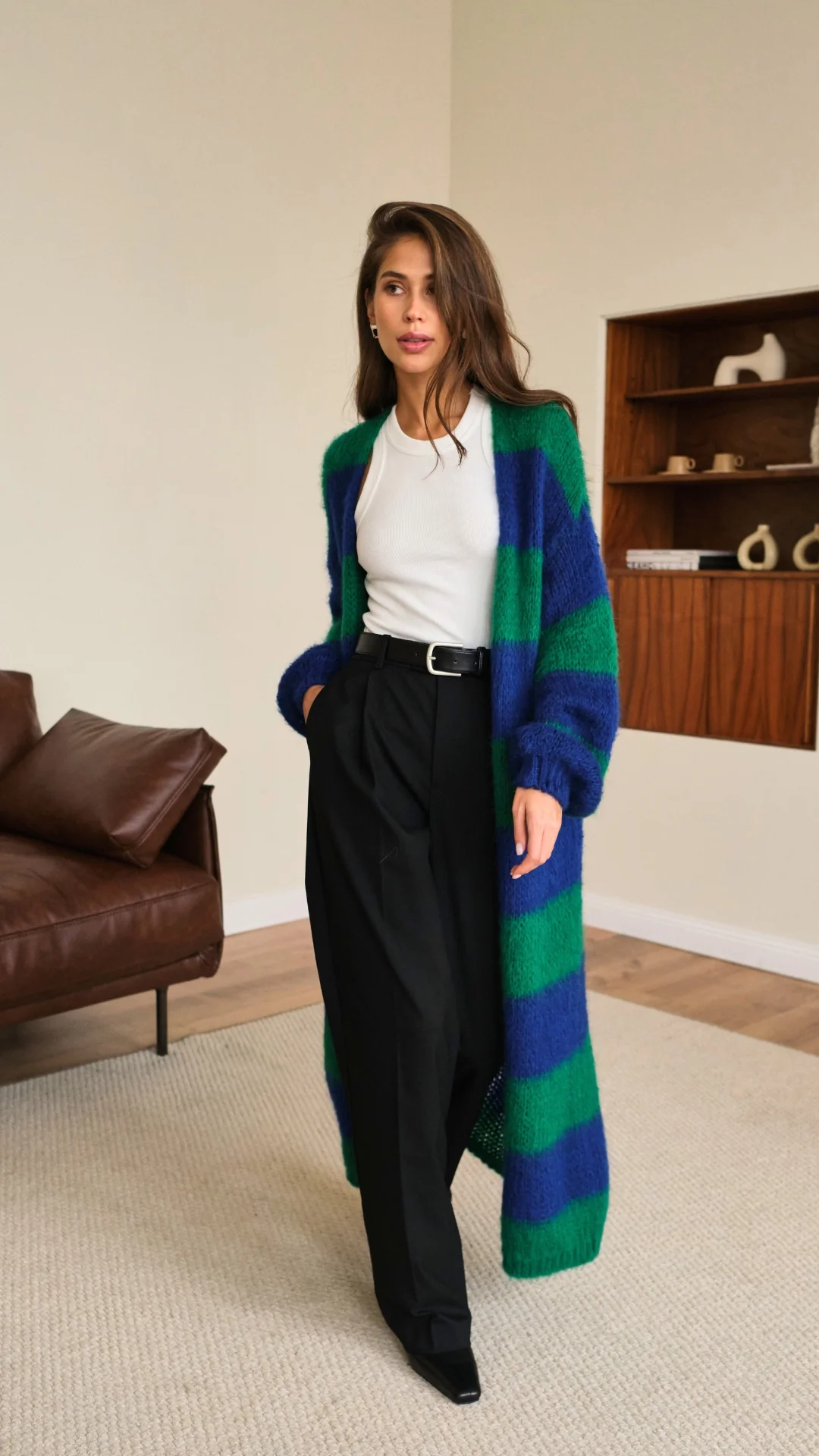 Kay Cardigan - Emerald Blue Marine Stripes - Image 6