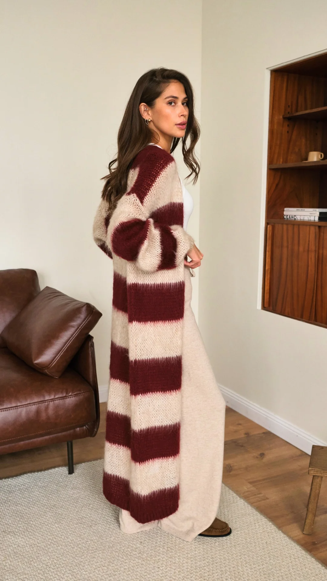 Kay Cardigan - Ruby Beige Stripes - Image 2