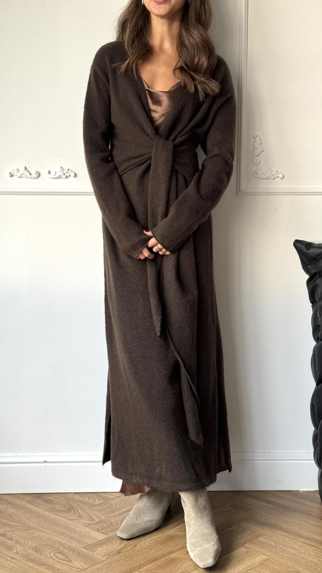 Keira Knit Wrap Dress - Dark Espresso - Image 6