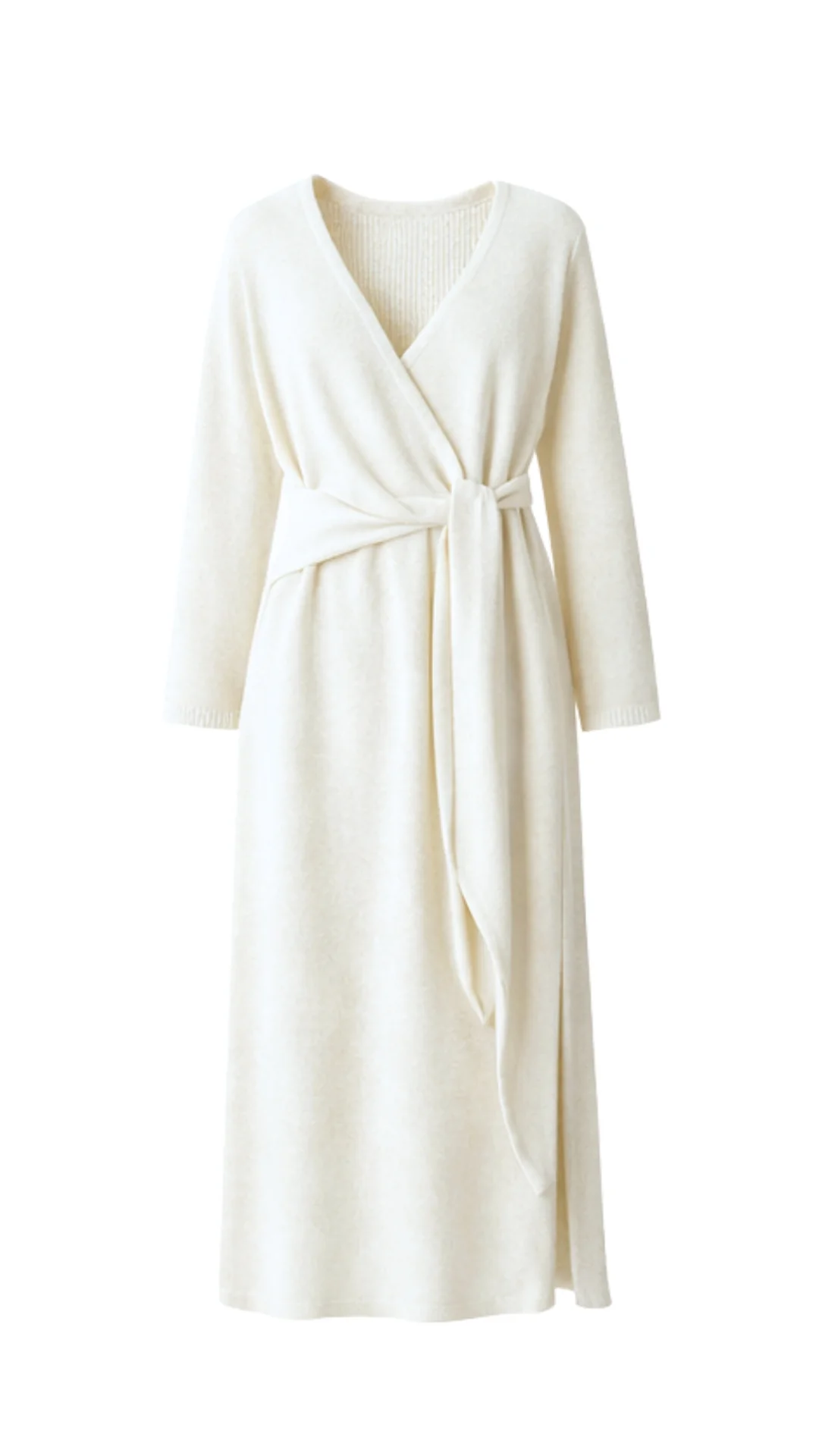 Keira Knit Wrap Dress - Ivory - Image 5