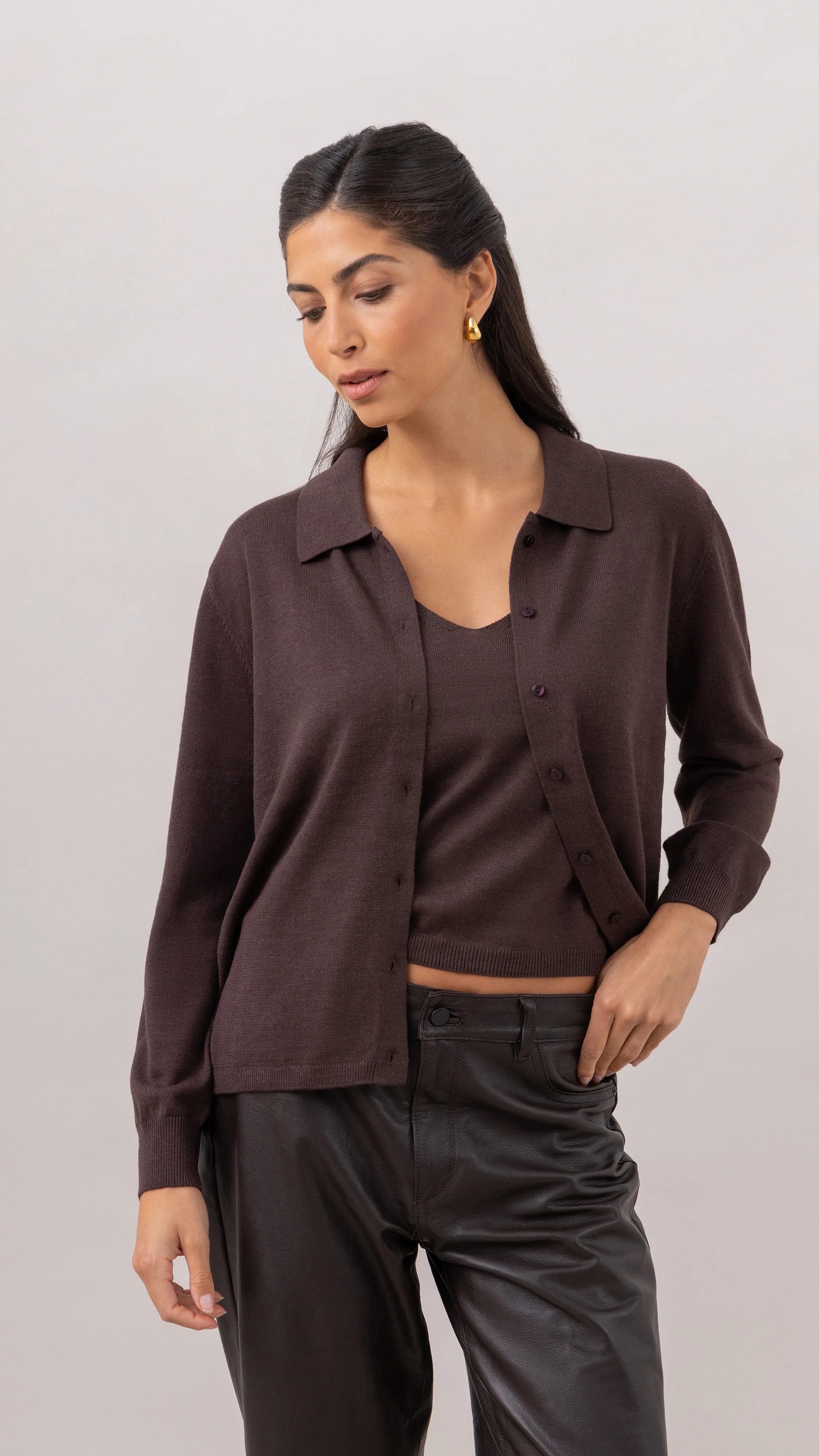 Kora Knitted Twin Set - Espresso - Image 4