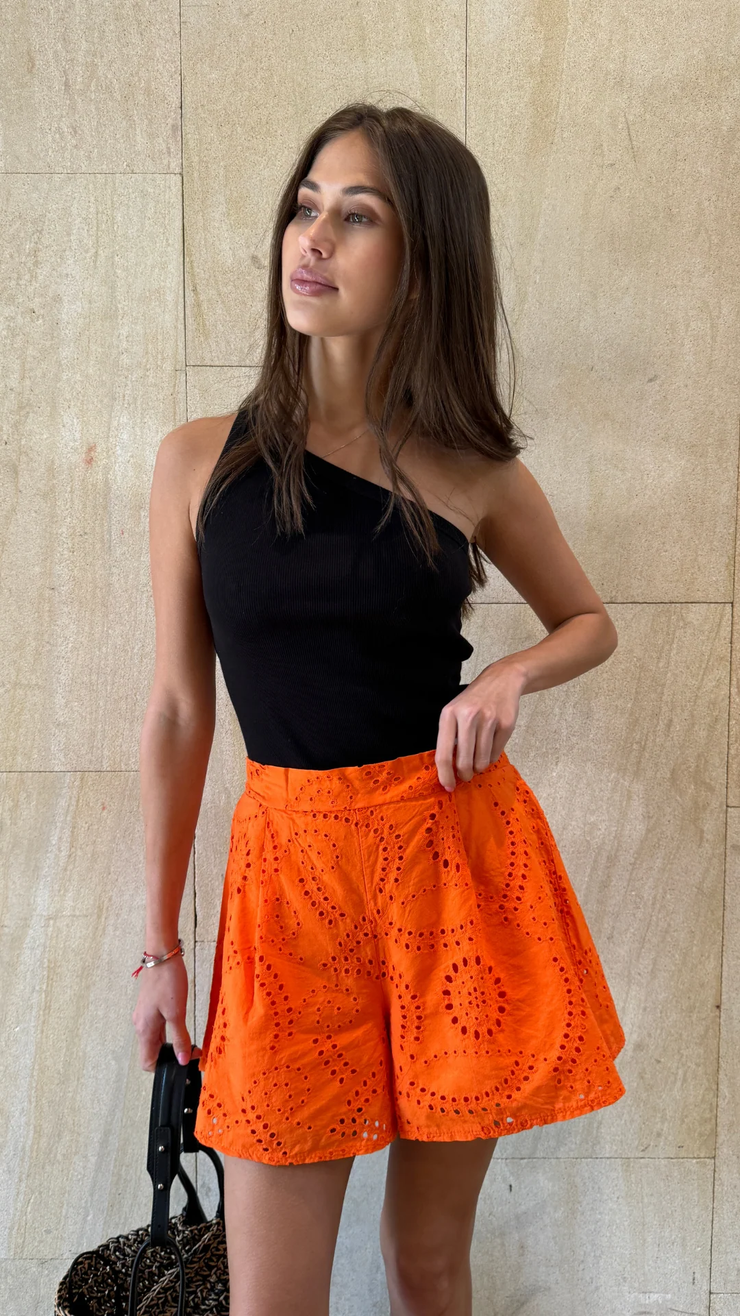 Laina Broderie Shorts - Tangerine - Image 14