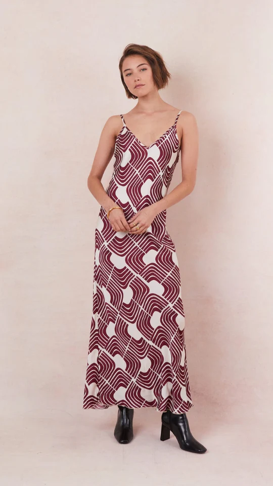 Lana Satin Dress - Geometric Print - Image 8