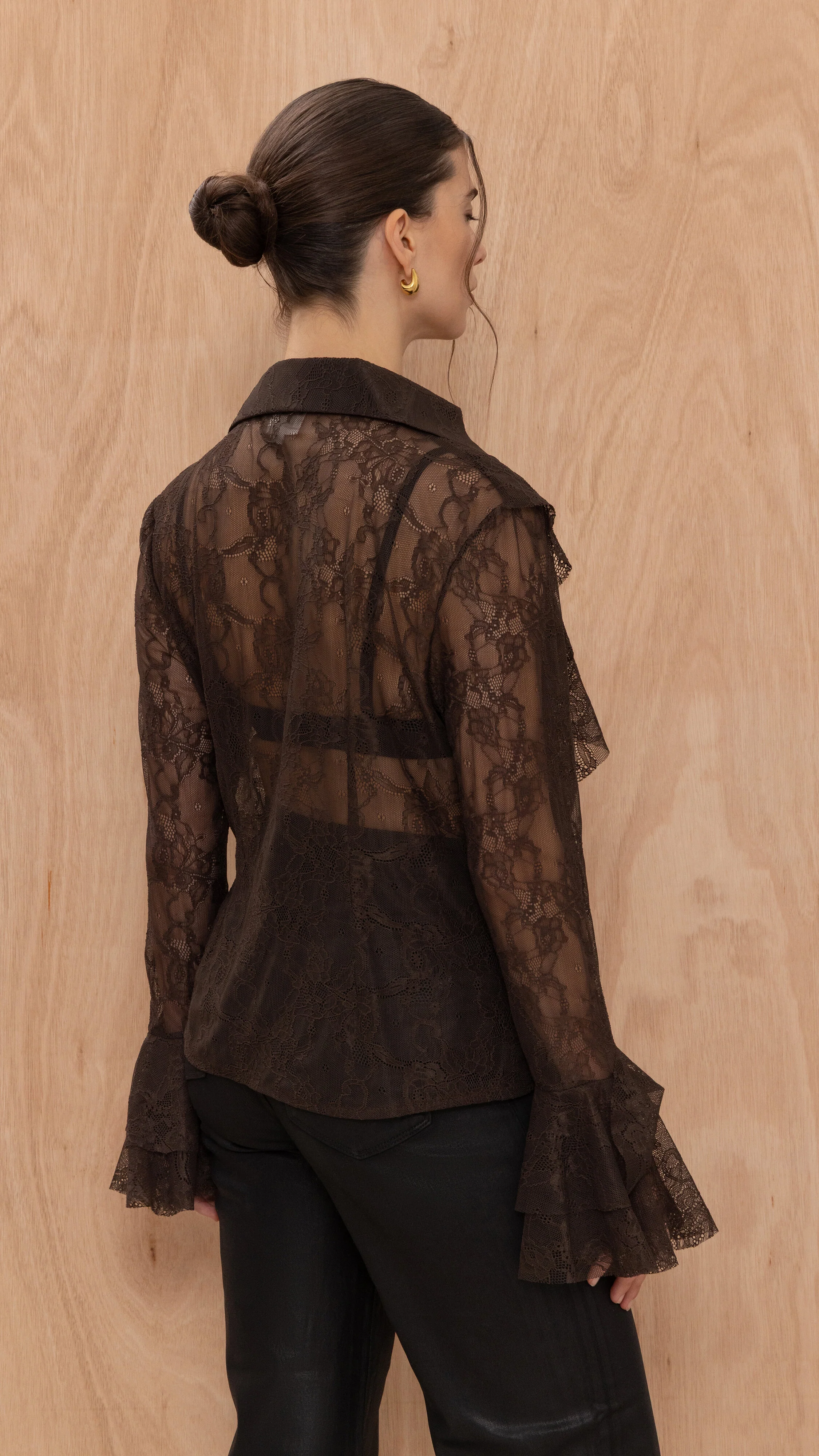 Lilly Lace Shirt  - Chocolate - Image 12