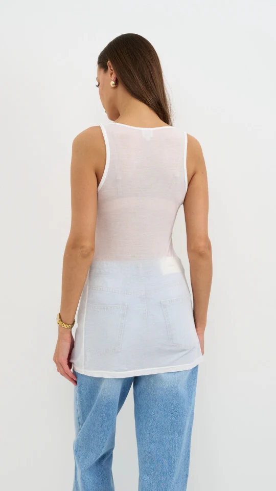 Lola Cashmere Jersey Vest - White - Image 5