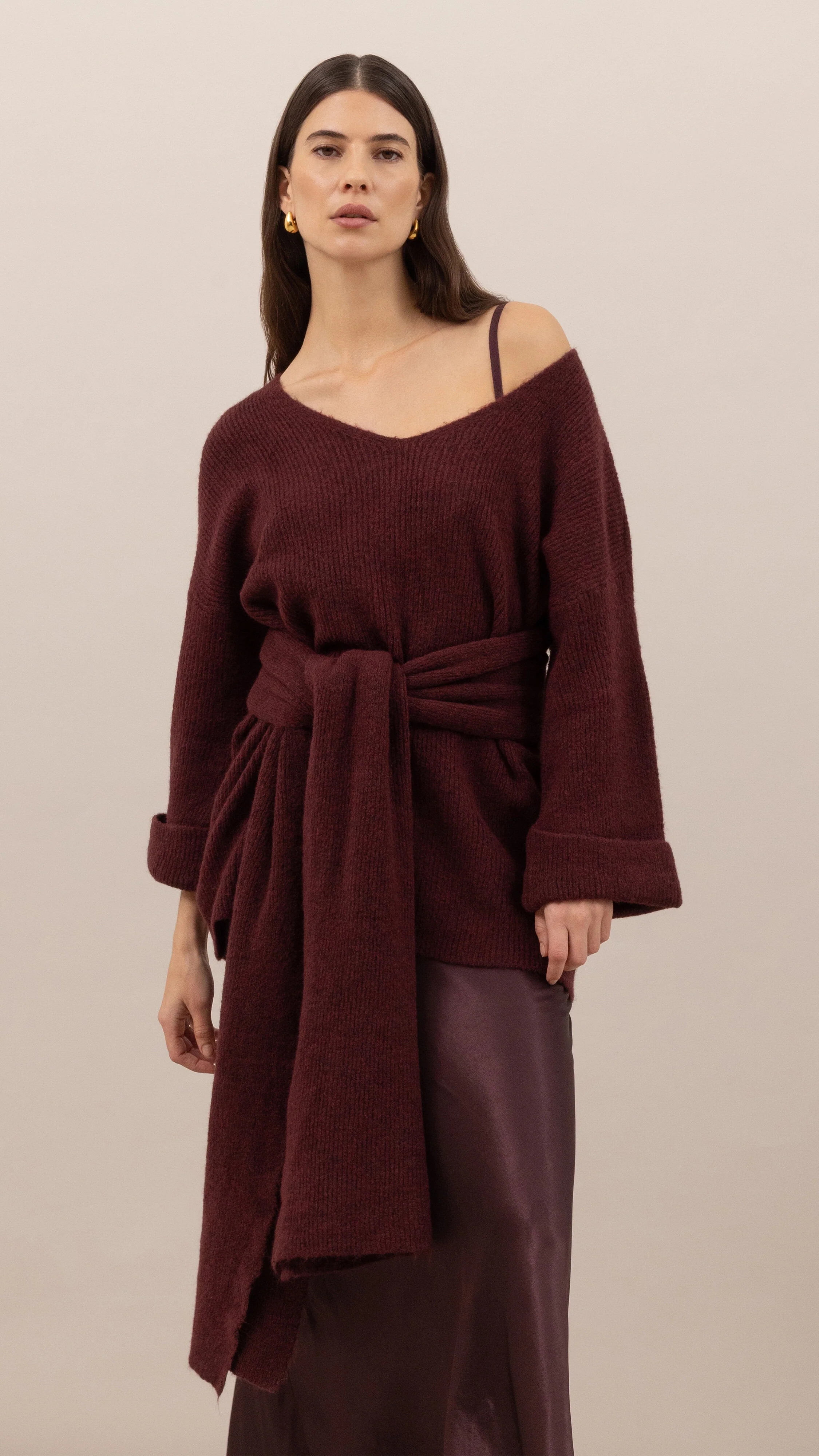Luisa Sweater and Scarf   - Burgundy - Image 12