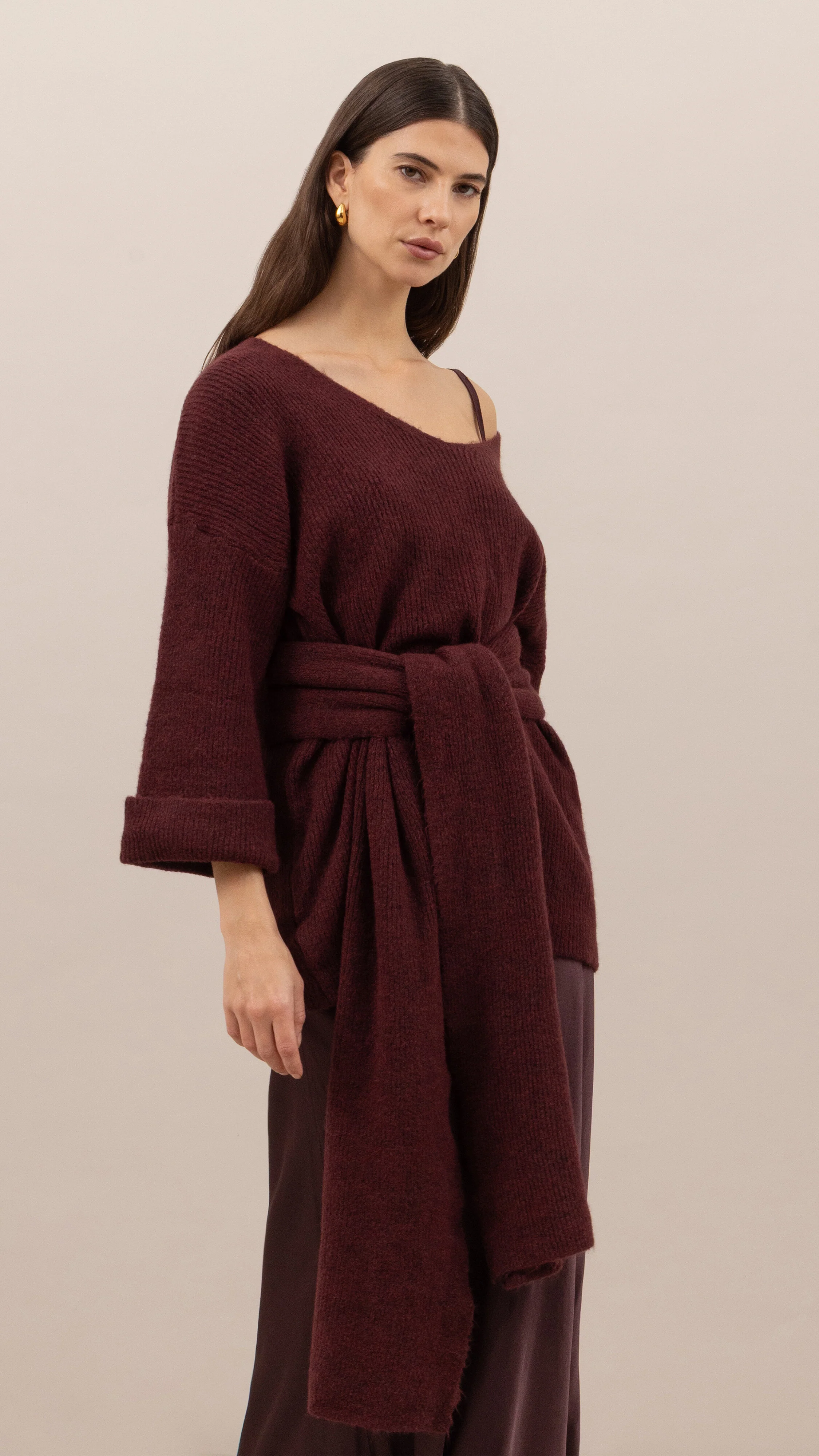 Luisa Sweater and Scarf   - Burgundy - Image 5