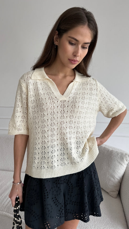 Letty Crochet Top - Ecru - Image 3