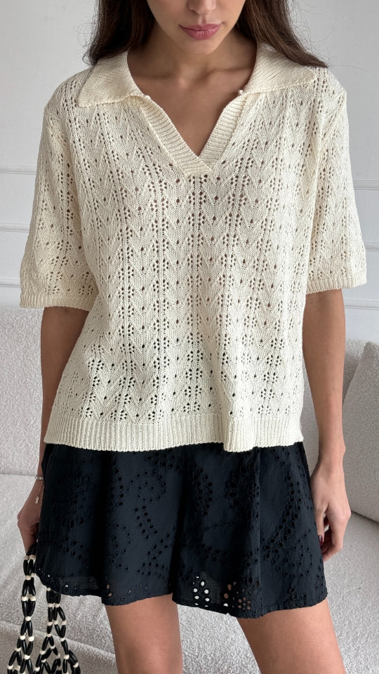 Letty Crochet Top - Ecru - Image 4