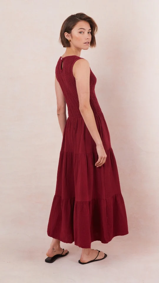 Mel Cotton  Dress - Wine - Image 6