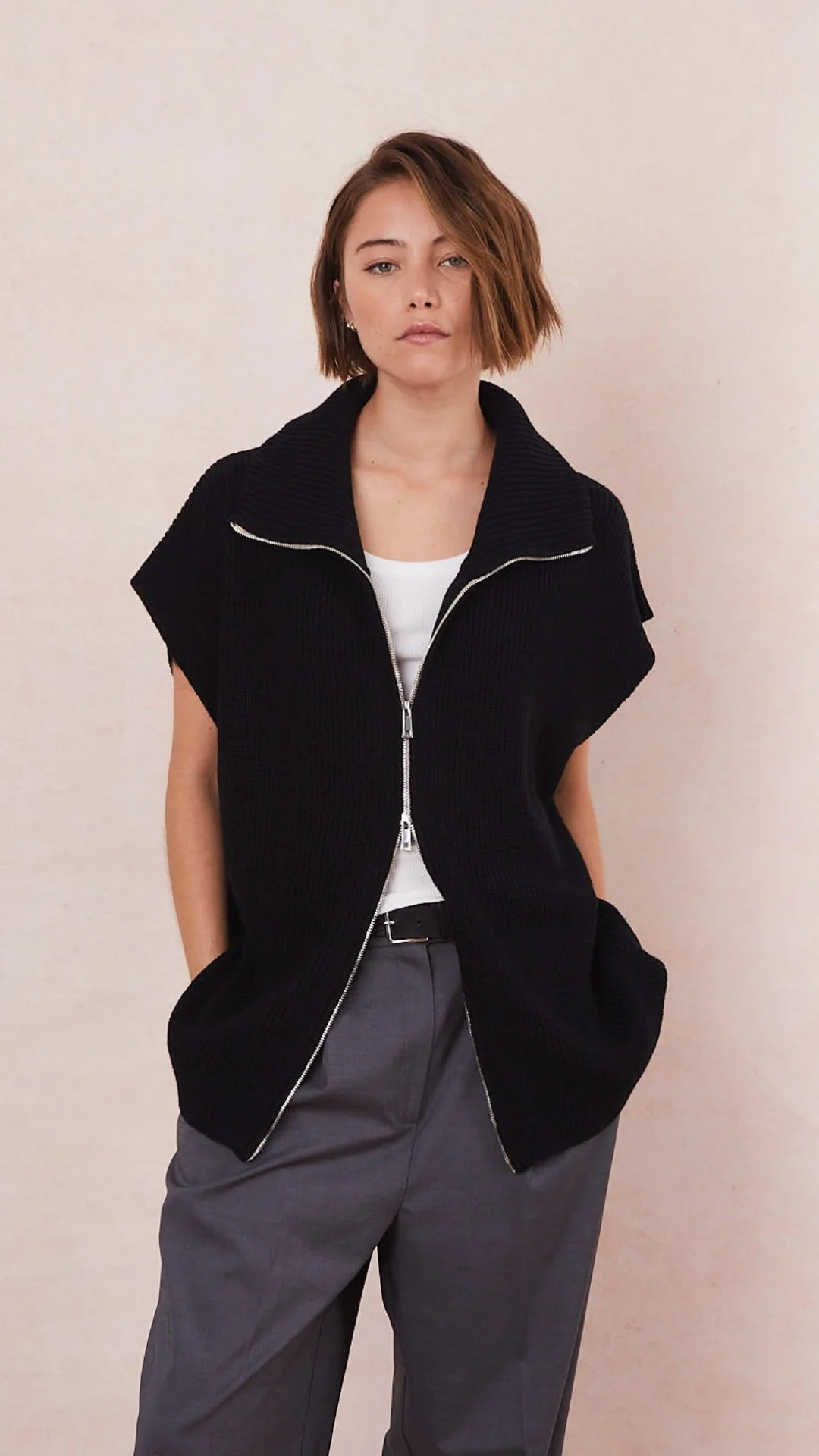 Millie Sleeveless Knit Cardigan - Black - Image 2