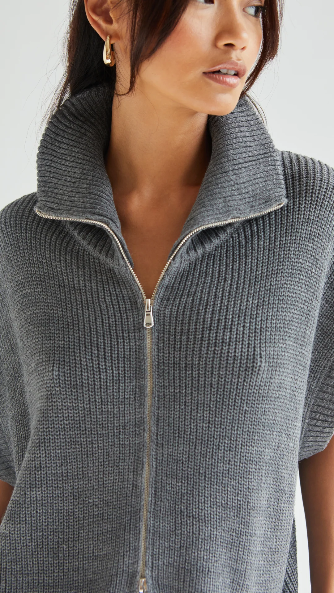 Millie Sleeveless Knit Cardigan - Grey - Image 14