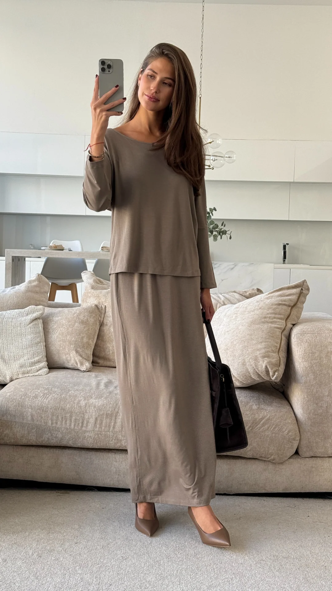 Mira Jersey Top - Taupe - Image 4