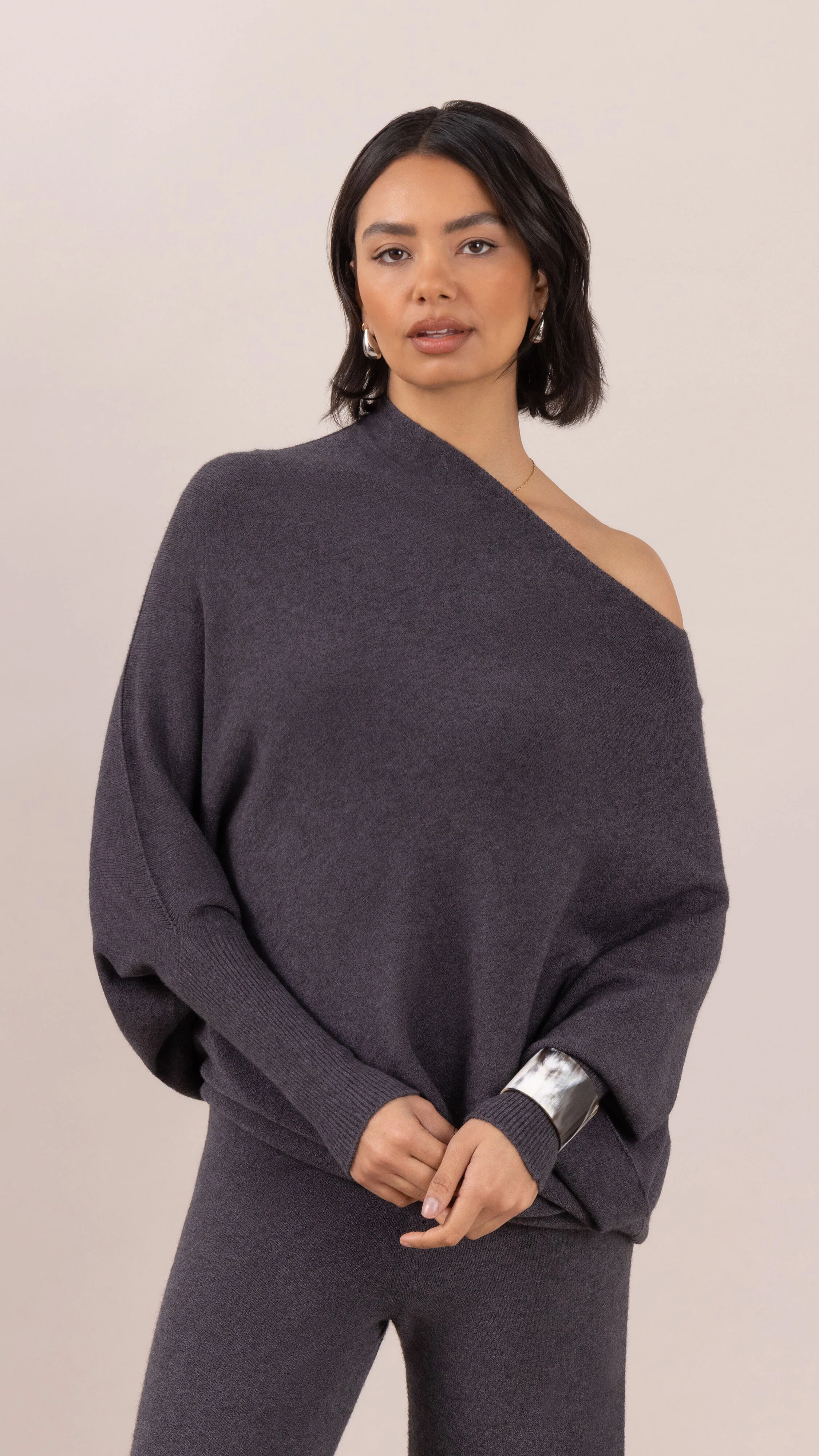 Natalie Asymmetric Sweater - Anthracite - Image 4