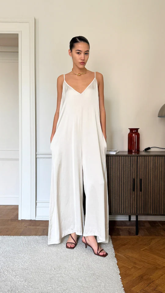 Natalie Satin Jumpsuit - Ivory - Image 13