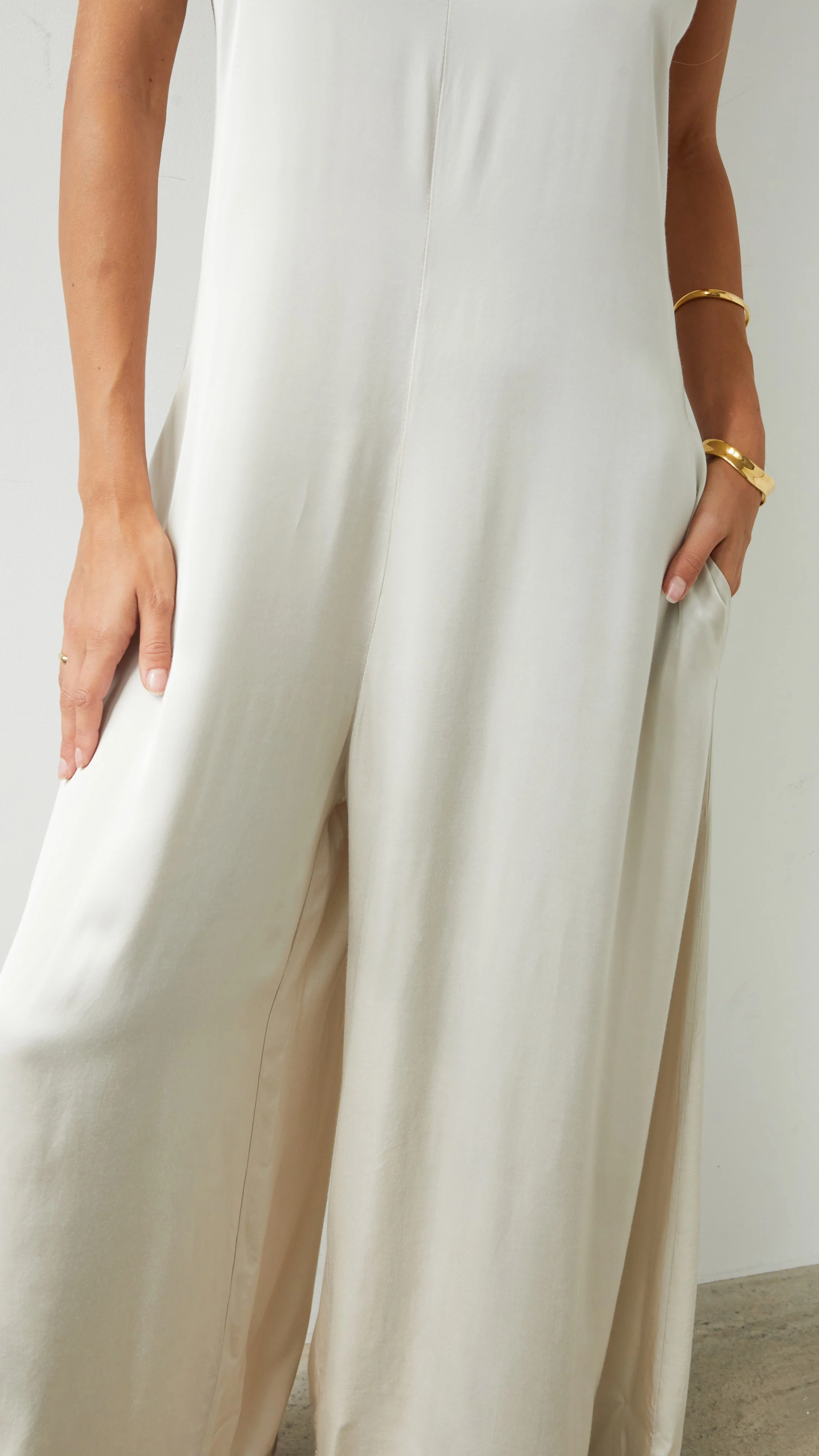 Natalie Satin Jumpsuit - Ivory - Image 4