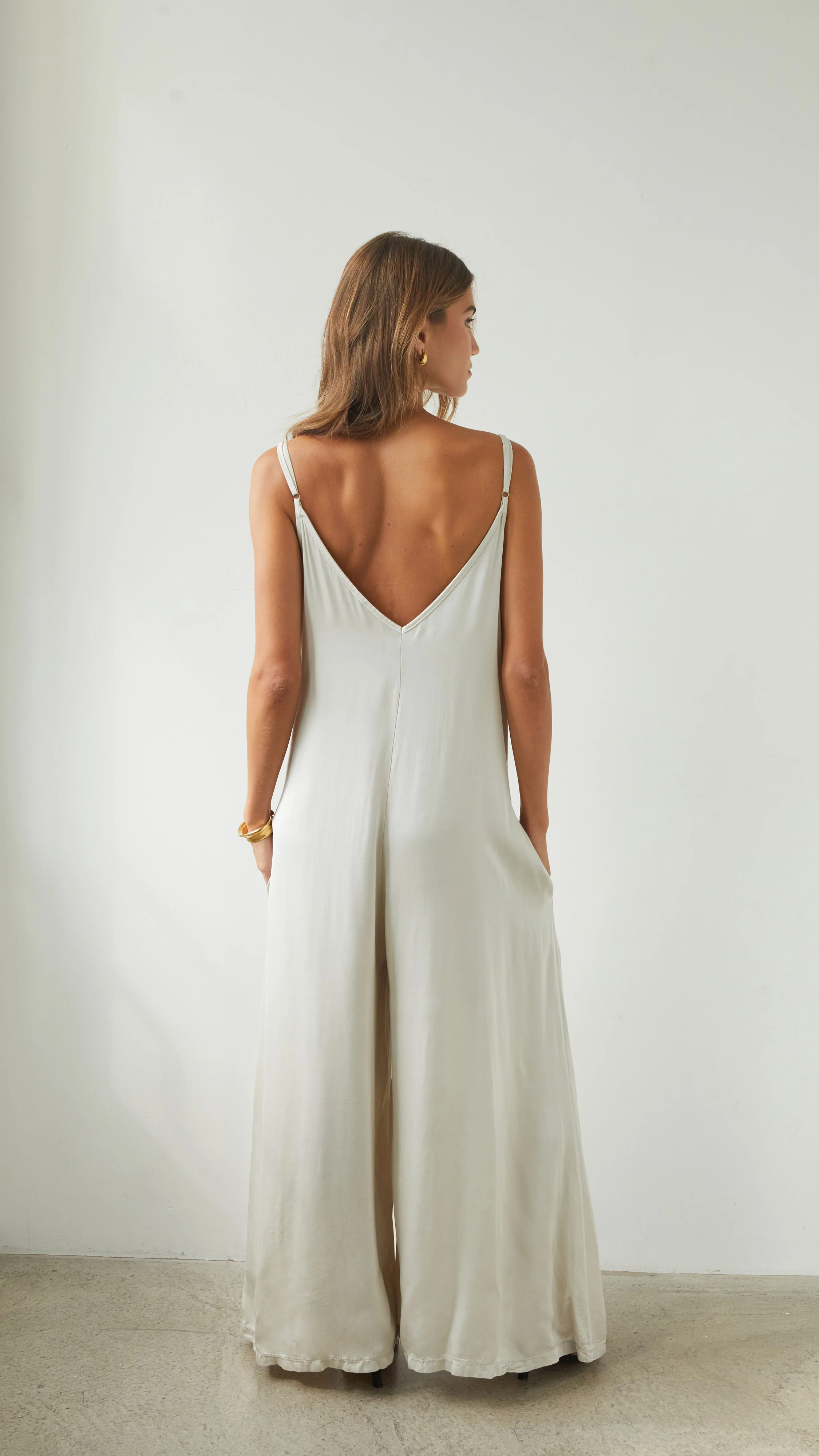 Natalie Satin Jumpsuit - Ivory - Image 6
