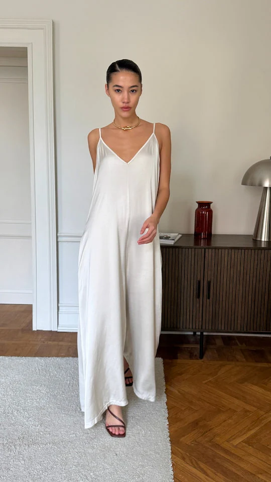 Natalie Satin Jumpsuit - Ivory - Image 8