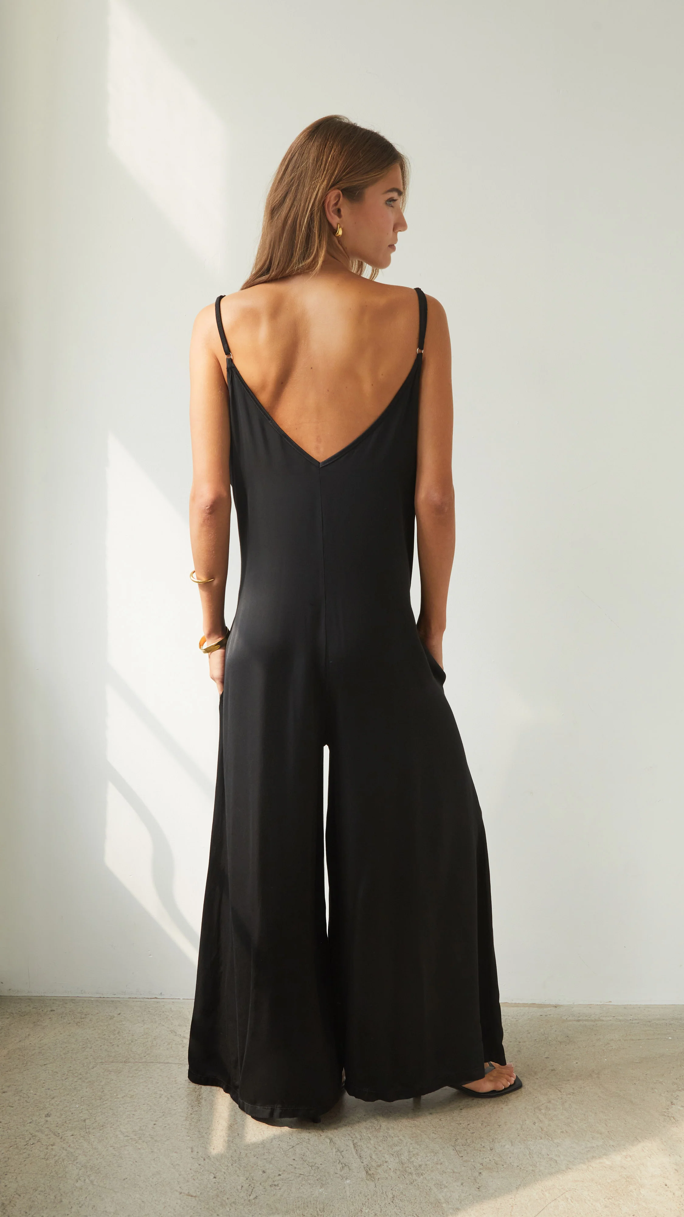 Natalie Satin Jumpsuit - Black - Image 6