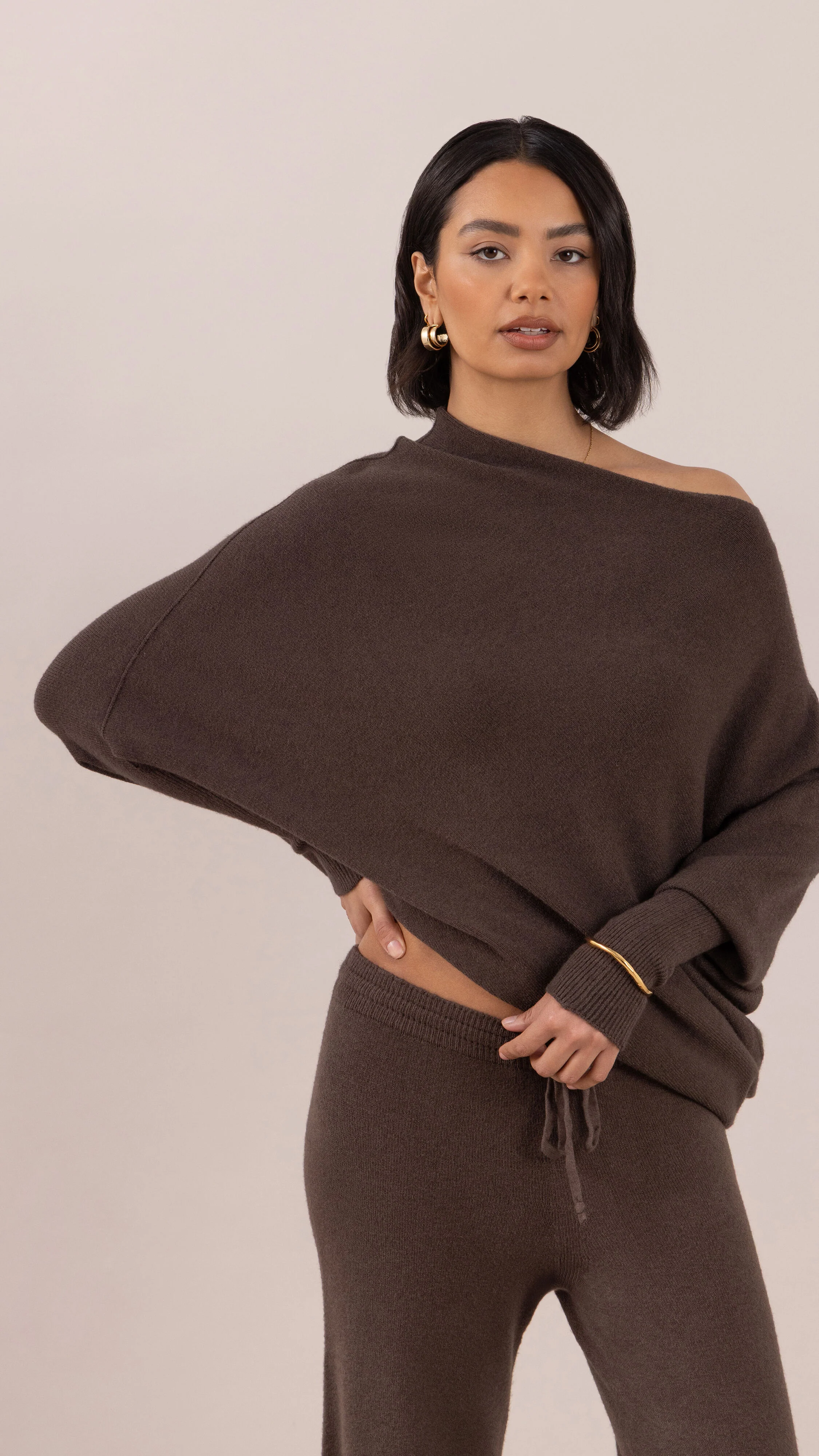 Natalie Asymmetric Sweater - Dark Espresso - Image 4