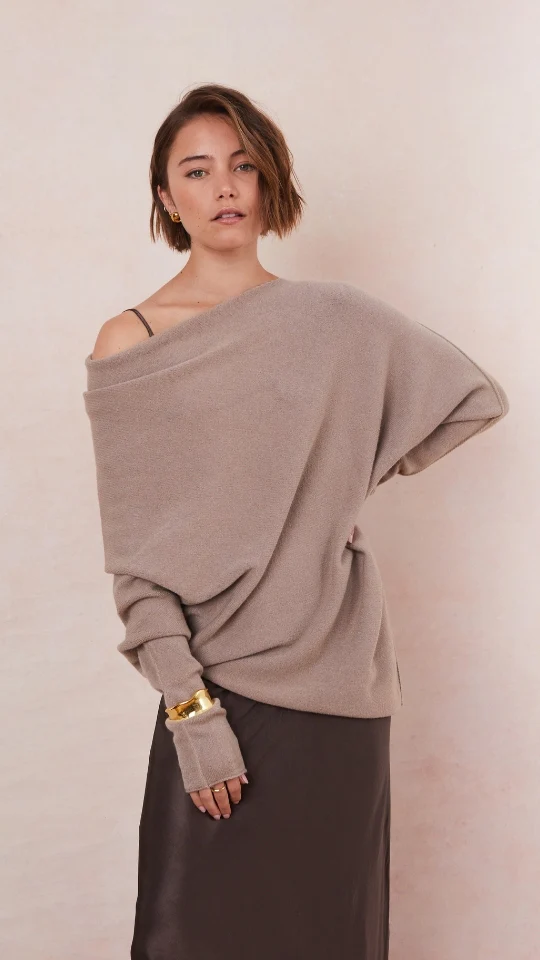 Natalie Asymmetric Sweater - Smoke - Image 11