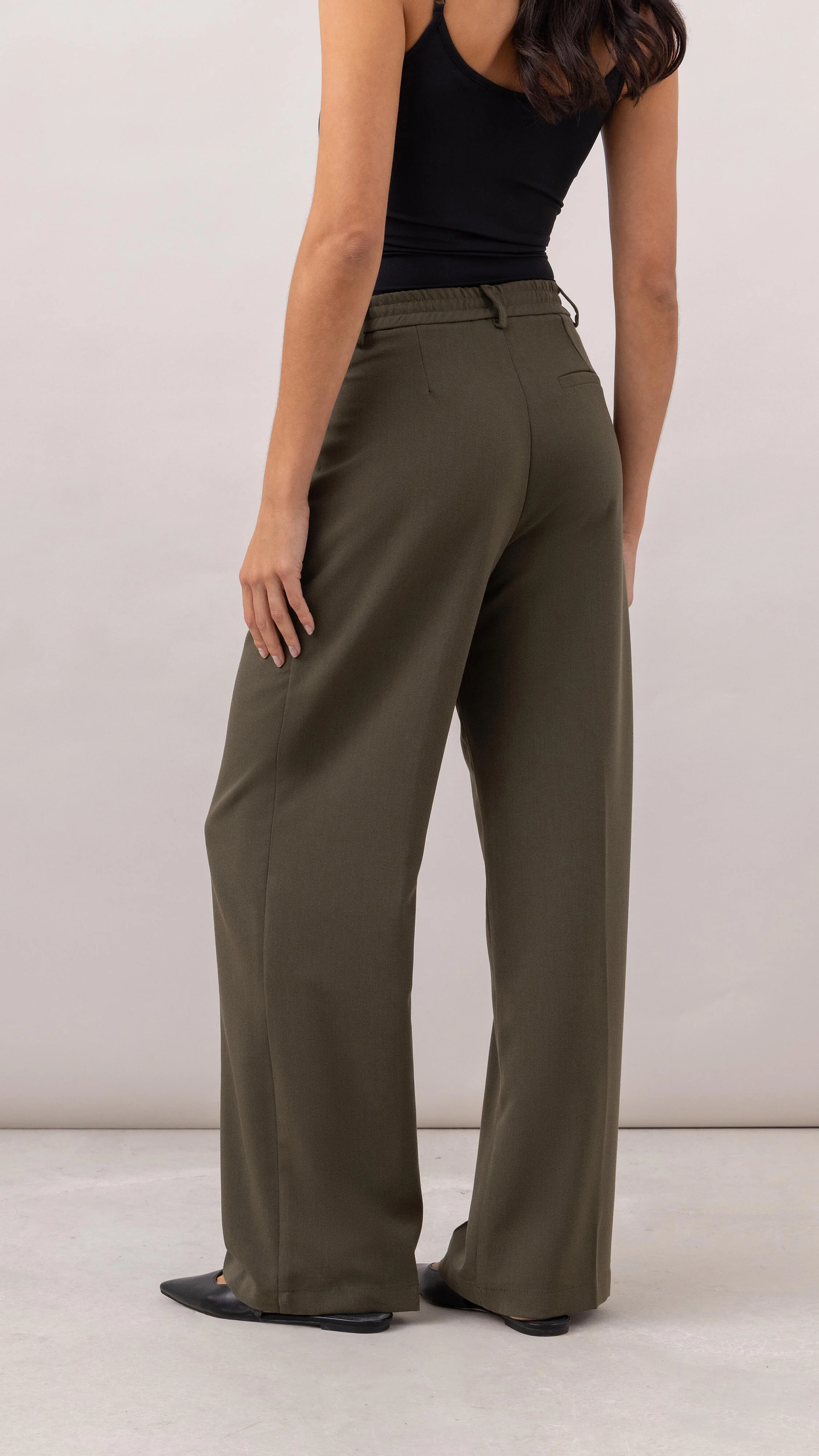 Nelly Crepe Trousers - Khaki - Image 2
