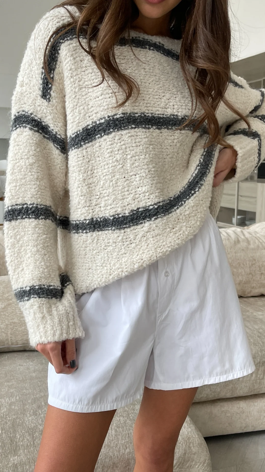 Opal Bouclé Sweater - Dark Grey Stripes - Image 10