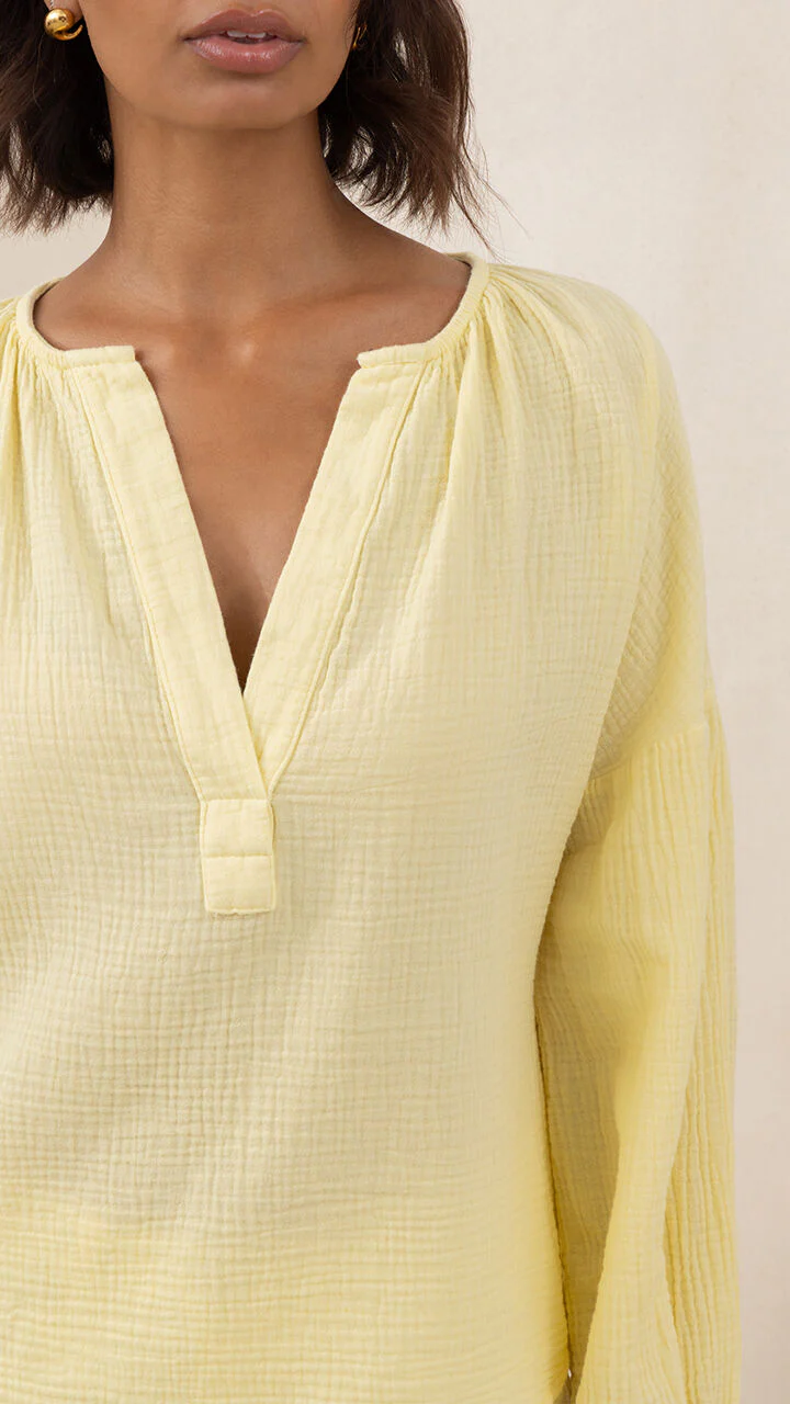 Peach Cotton Shirt - Butter Yellow - Image 4