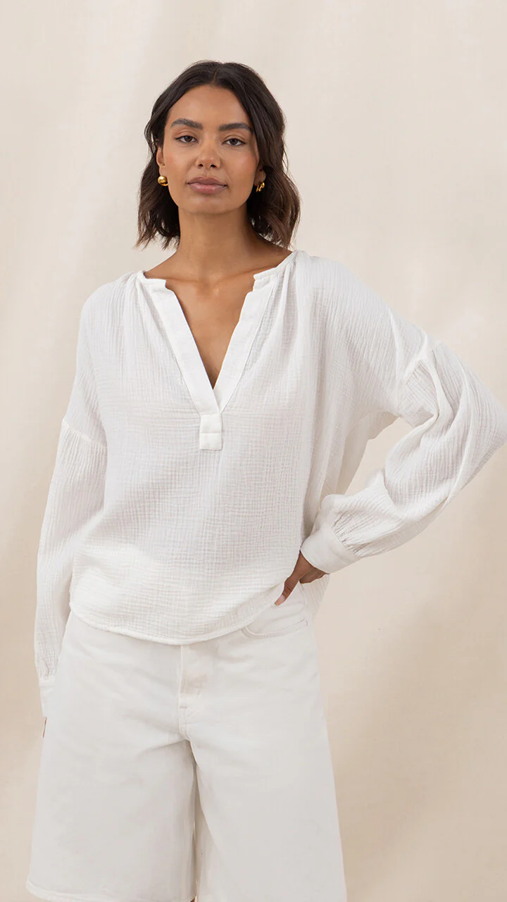 Peach Cotton Shirt  - White - Image 5