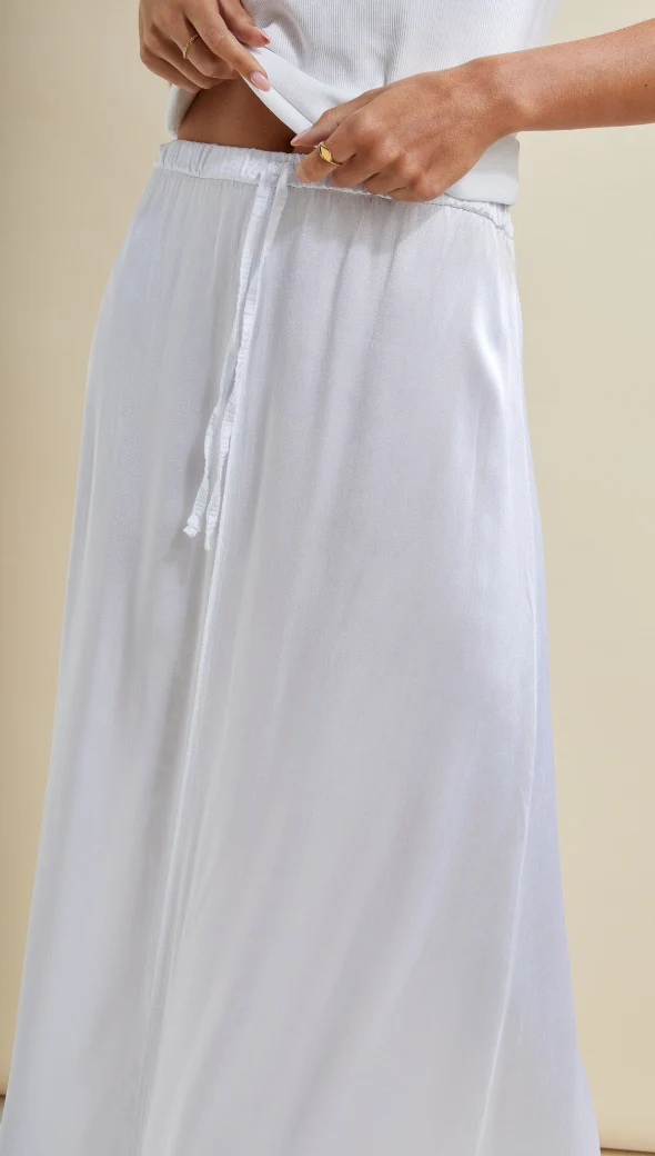 Phoebe Satin Skirt - White - Image 4