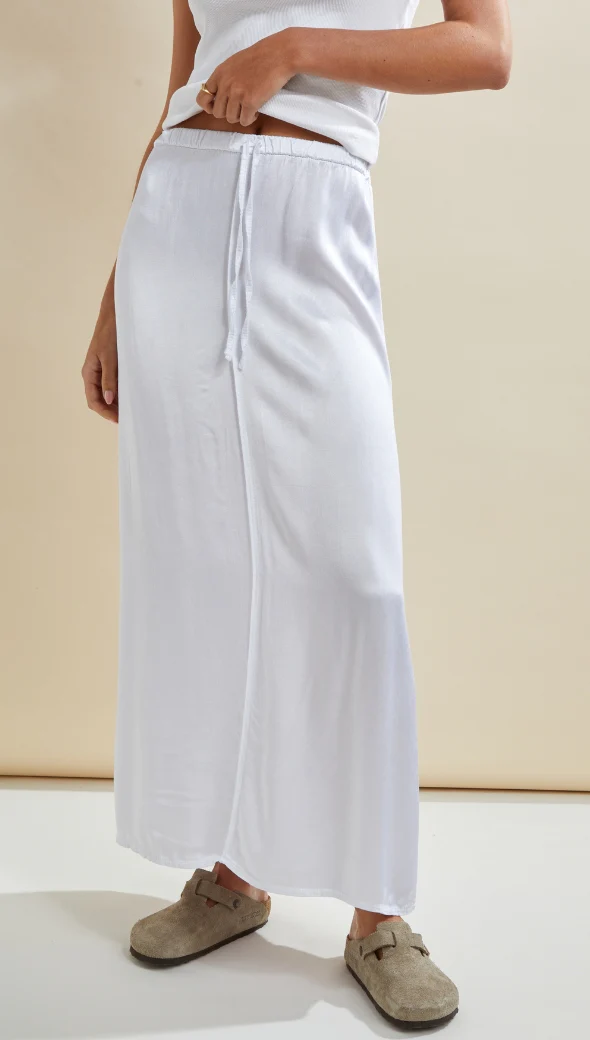 Phoebe Satin Skirt - White - Image 6