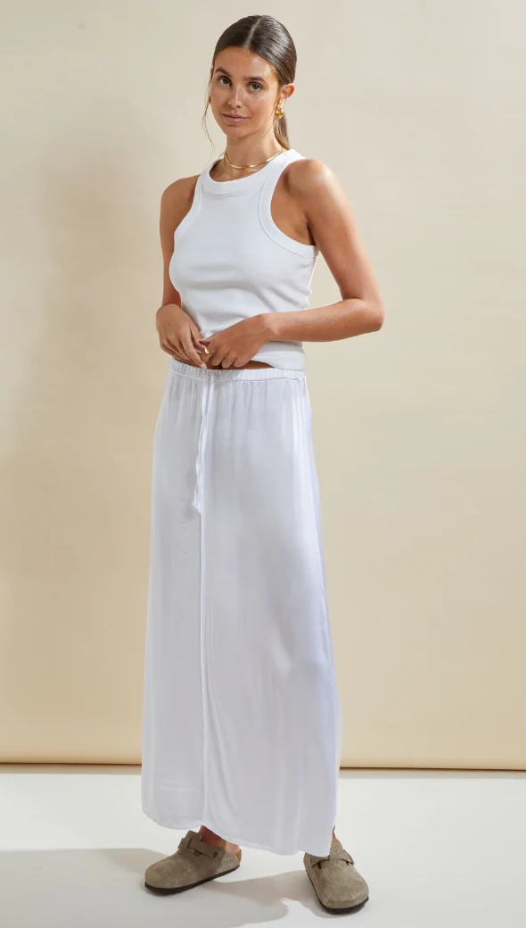 Phoebe Satin Skirt - White - Image 7