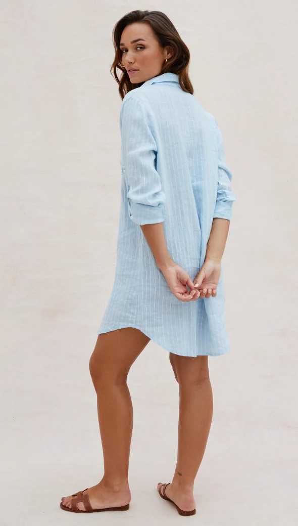 Provence Linen Shirt - Light Blue - Image 5