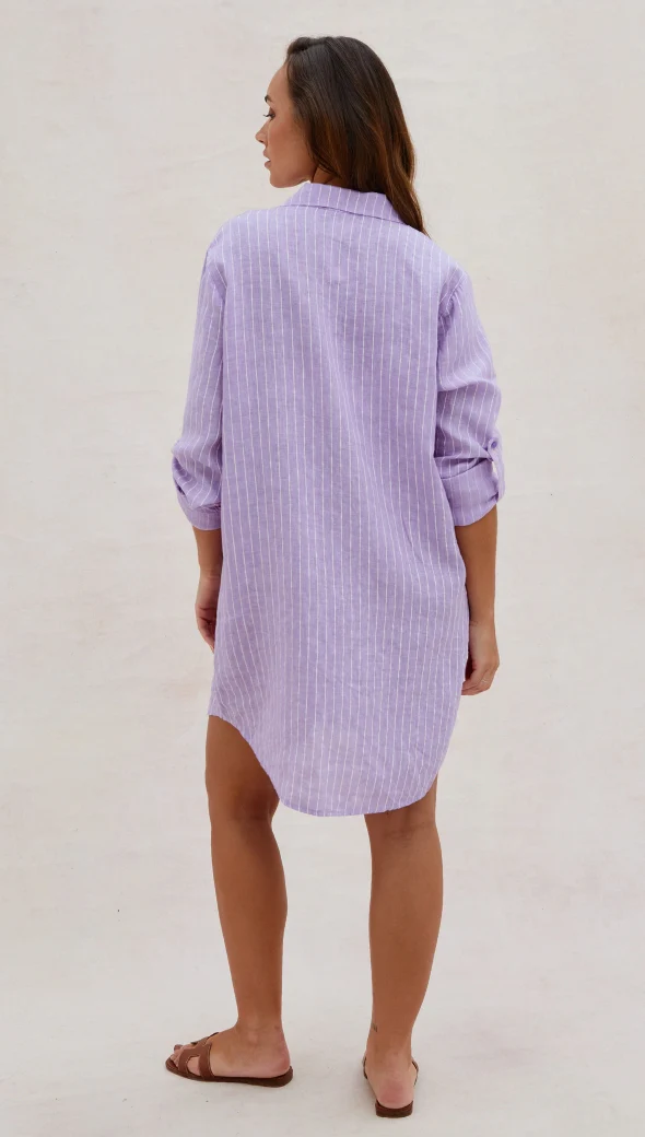 Provence Linen Shirt - Lilac - Image 11