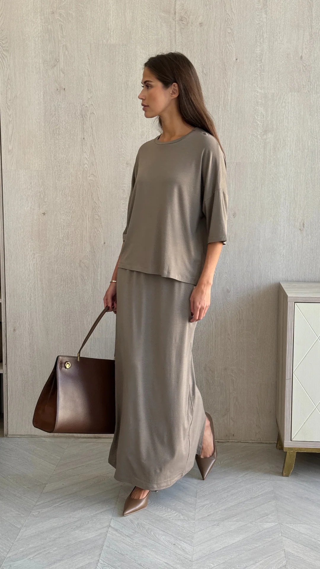 Raya Jersey Top - Taupe - Image 6