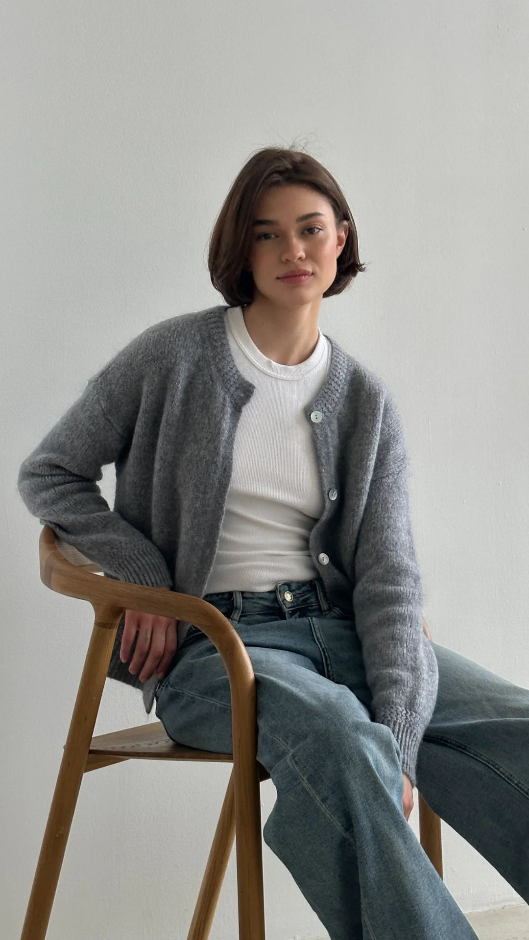 Reyna Soft Alpaca Cardigan - Dark Grey - Image 12