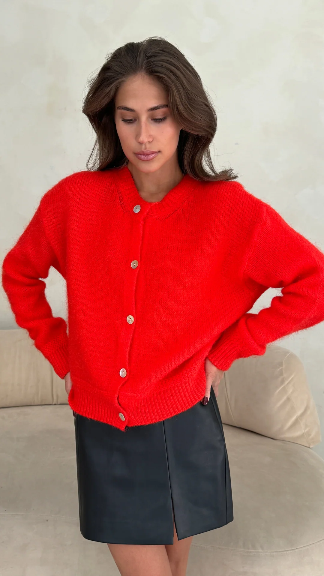 Reyna Soft Alpaca Cardigan - Pomegranate - Image 4