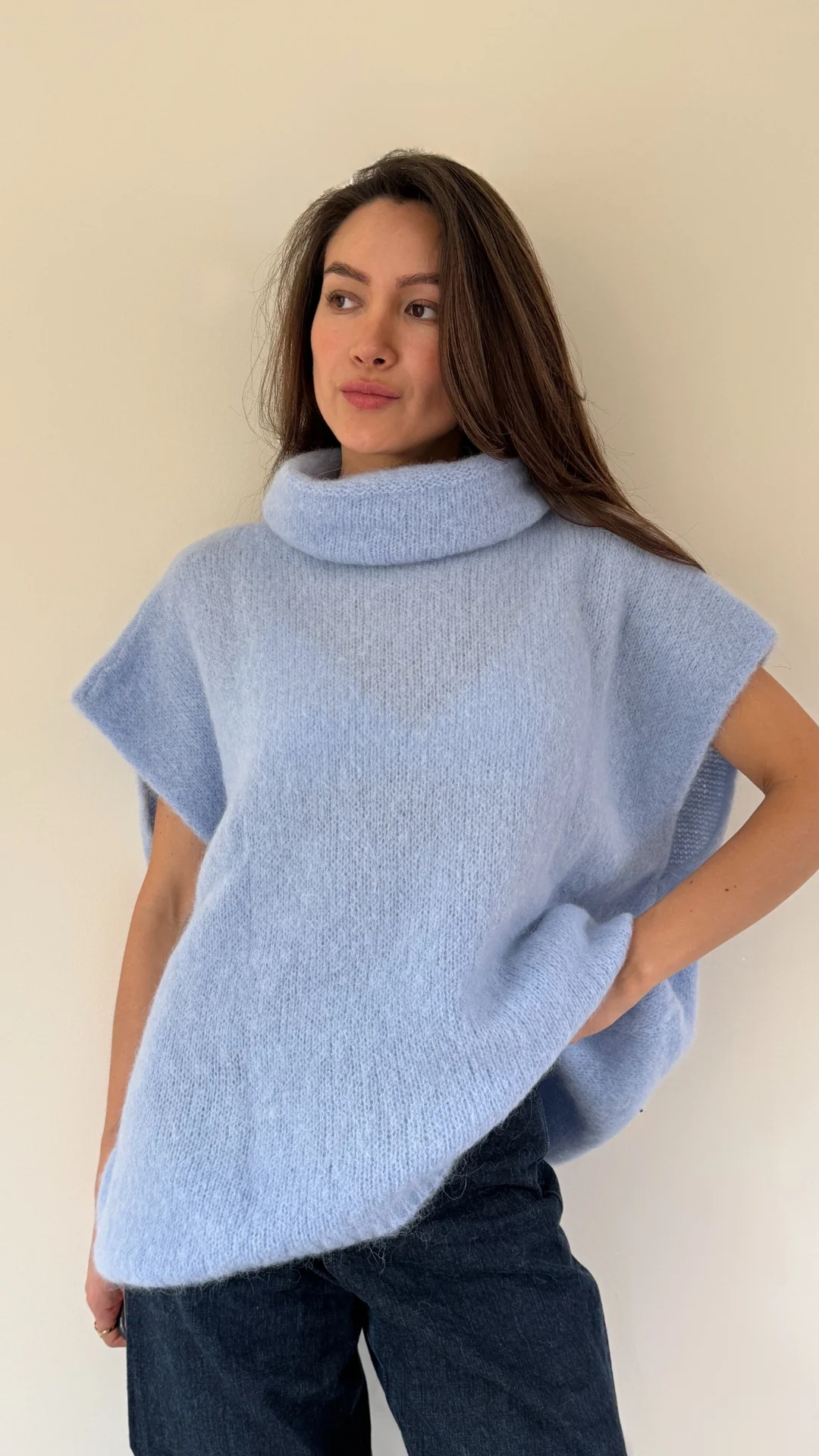 Rhonda Roll Neck Alpaca Sweater - Sky Blue - Image 4
