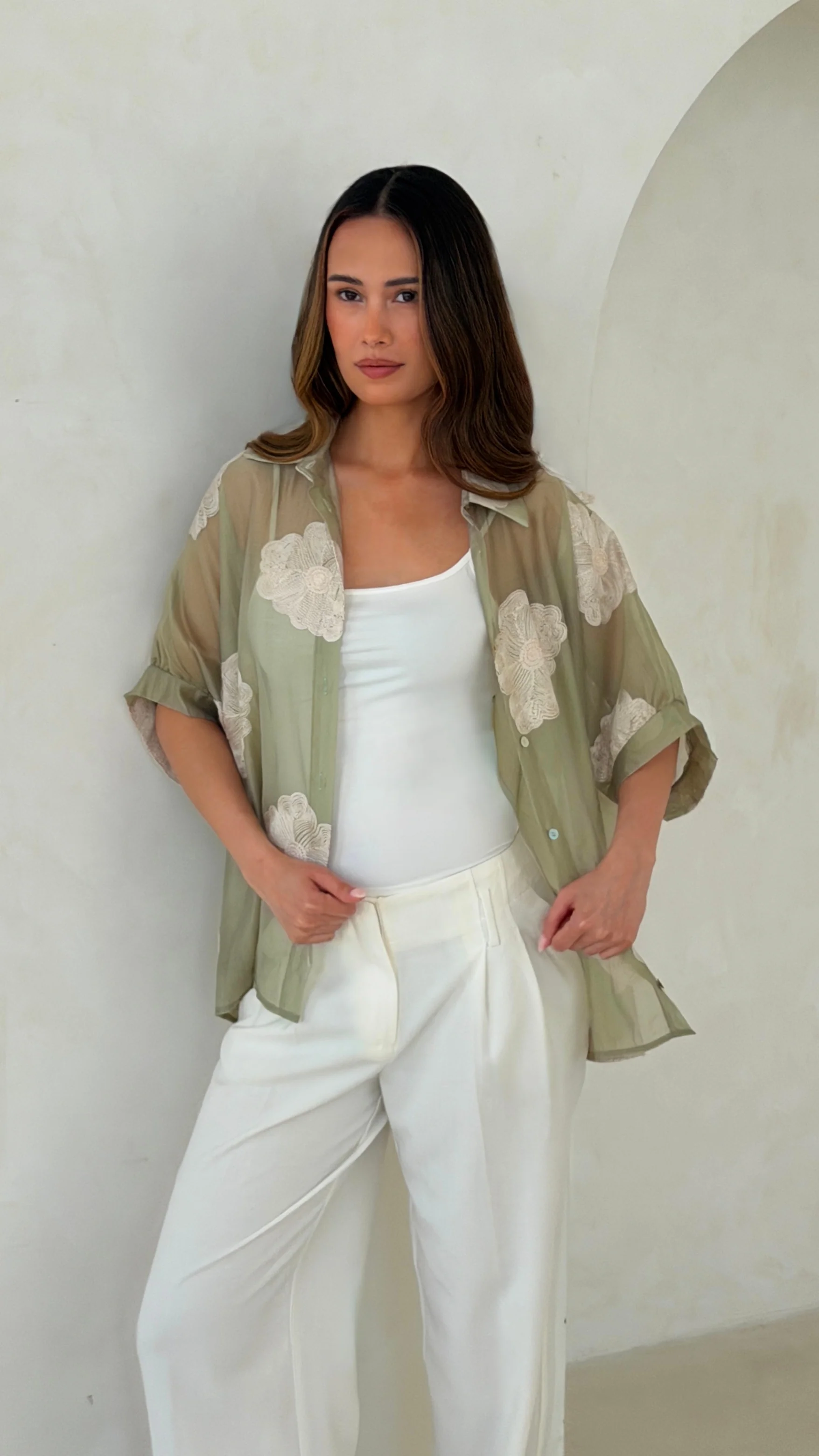Rosie Embroidered Shirt - Mint - Image 12