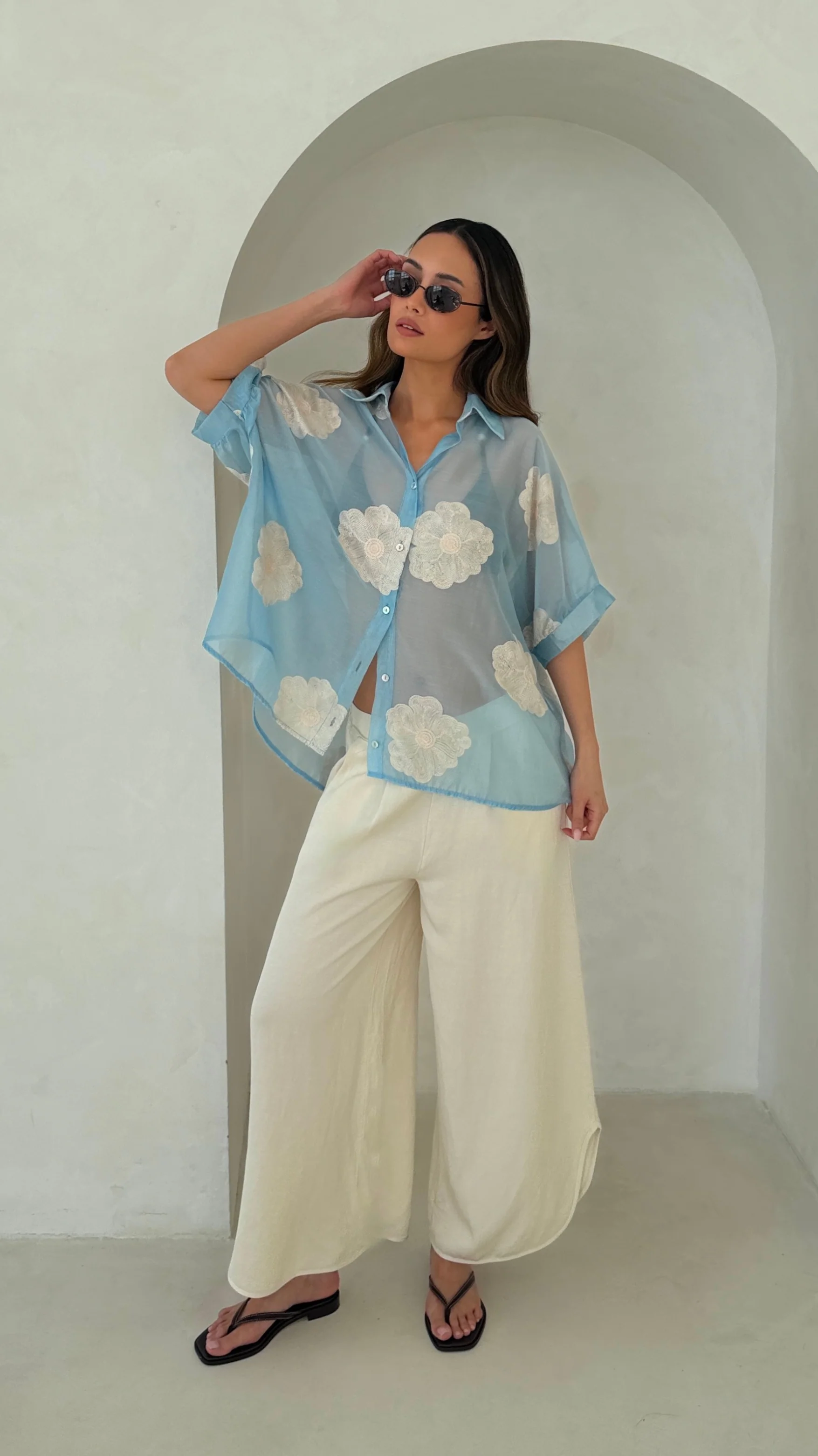 Rosie Embroidered Shirt - Blue - Image 13