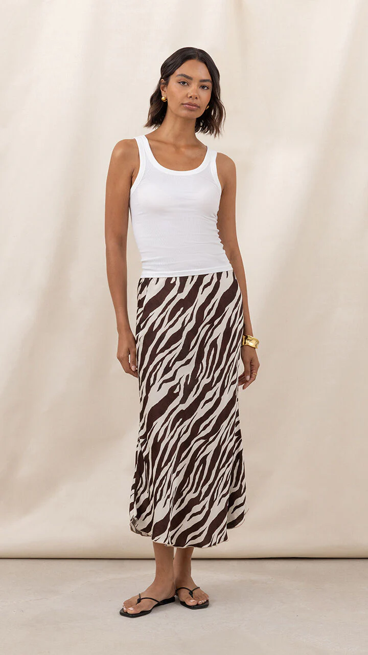 Sasha Satin Print Skirt - Zebra Print - Image 2