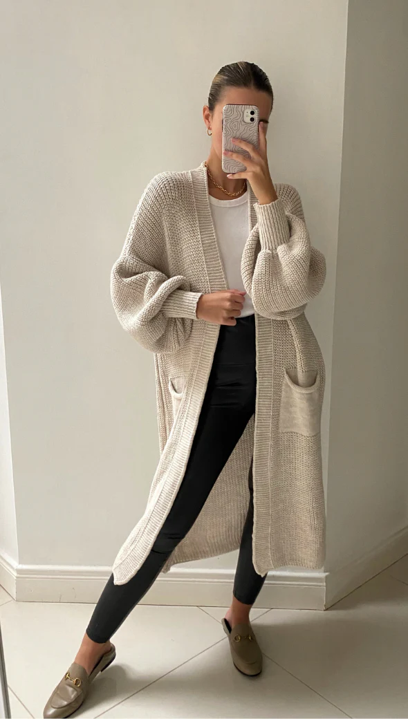 Selma Bell Sleeve Cardigan - Sand - Image 3