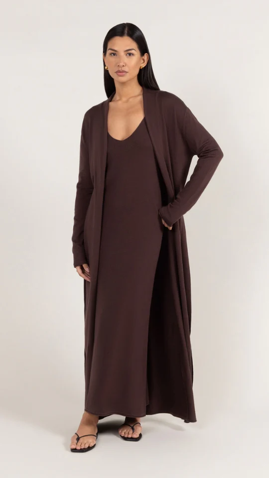 Sofia Long Line Cardigan - Dark Espresso - Image 16