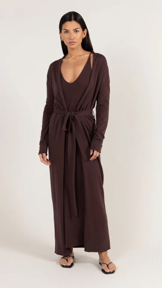 Sofia Long Line Cardigan - Dark Espresso - Image 3