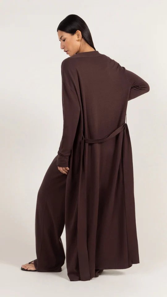 Sofia Long Line Cardigan - Dark Espresso - Image 7