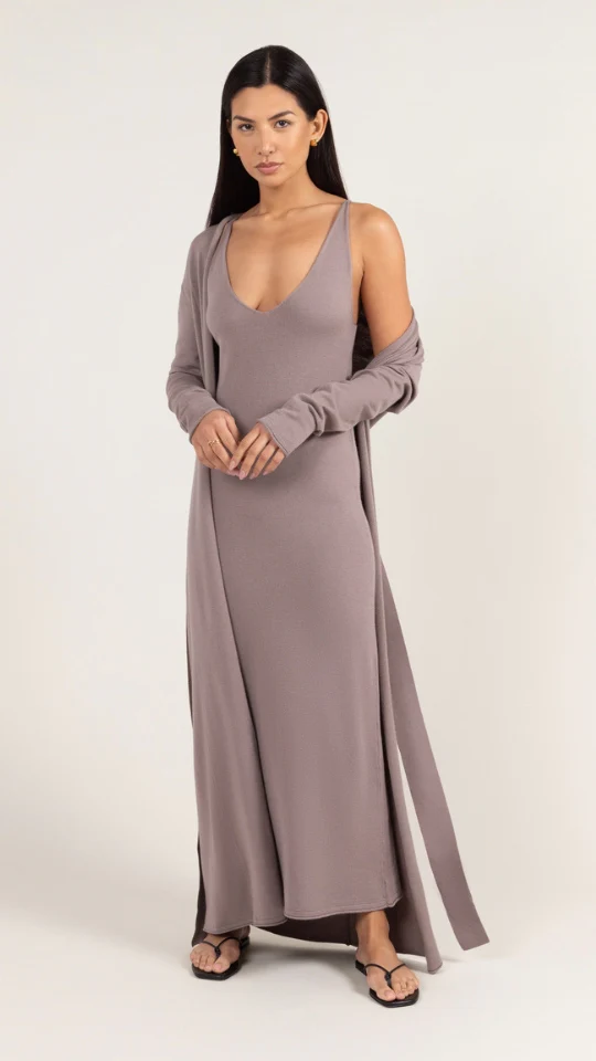 Sofia Long Line Cardigan - Mink - Image 5