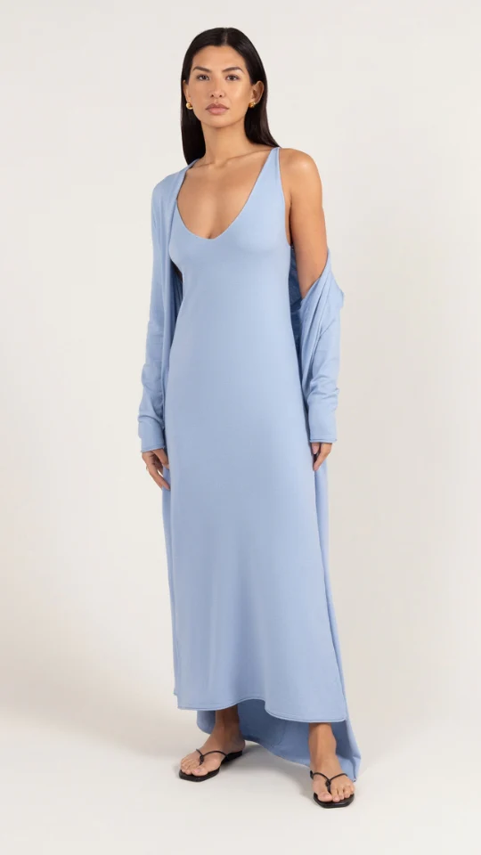 Sofia Long Line Cardigan - Sky Blue - Image 3