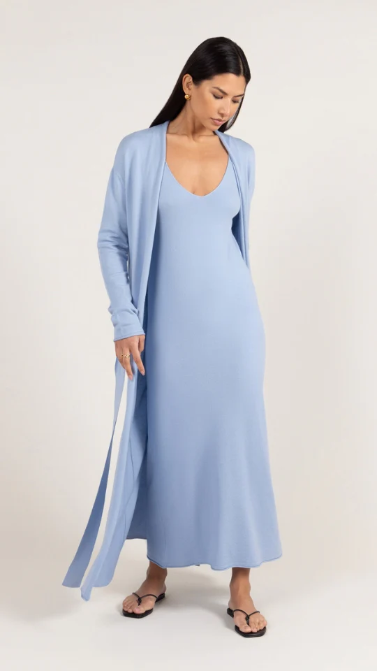 Sofia Long Line Cardigan - Sky Blue - Image 4
