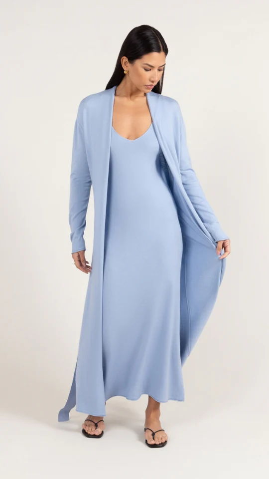 Sofia Long Line Cardigan - Sky Blue - Image 6