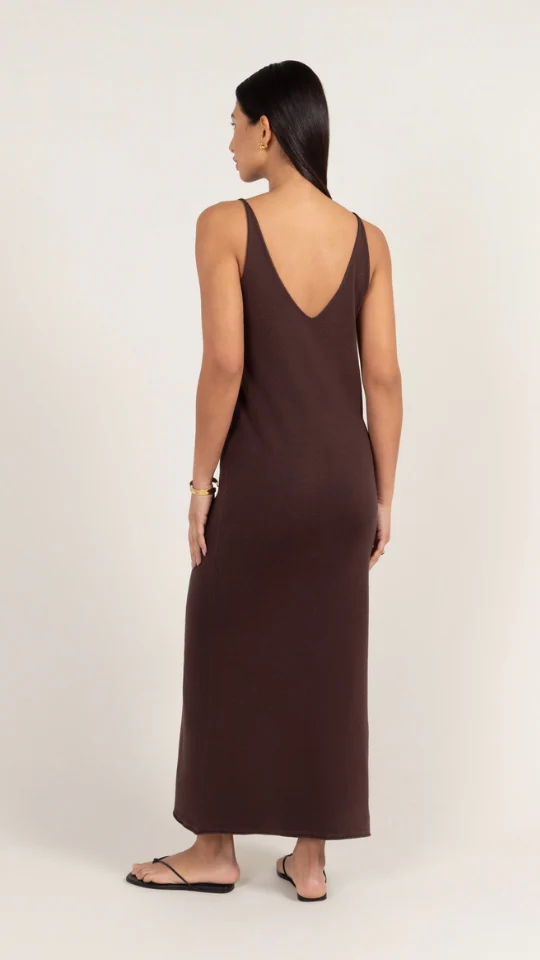 Sofia Knitted Slip Dress - Dark Espresso - Image 5